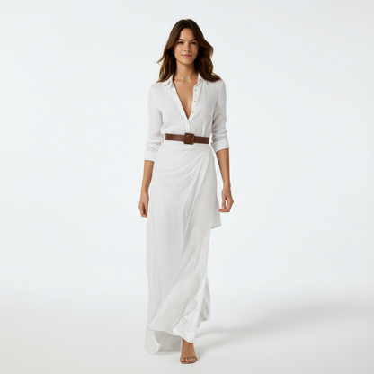Ana™ | Robe longue à col à revers, ceinture incluse