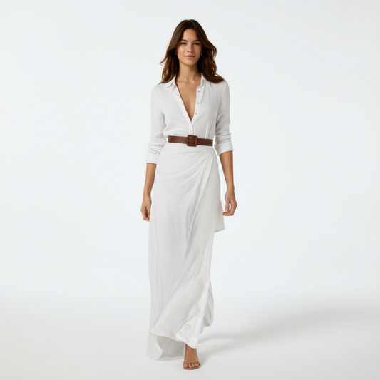 Ana™ | Robe longue à col à revers, ceinture incluse