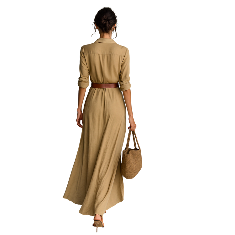 Ana™ | Robe longue à col à revers, ceinture incluse